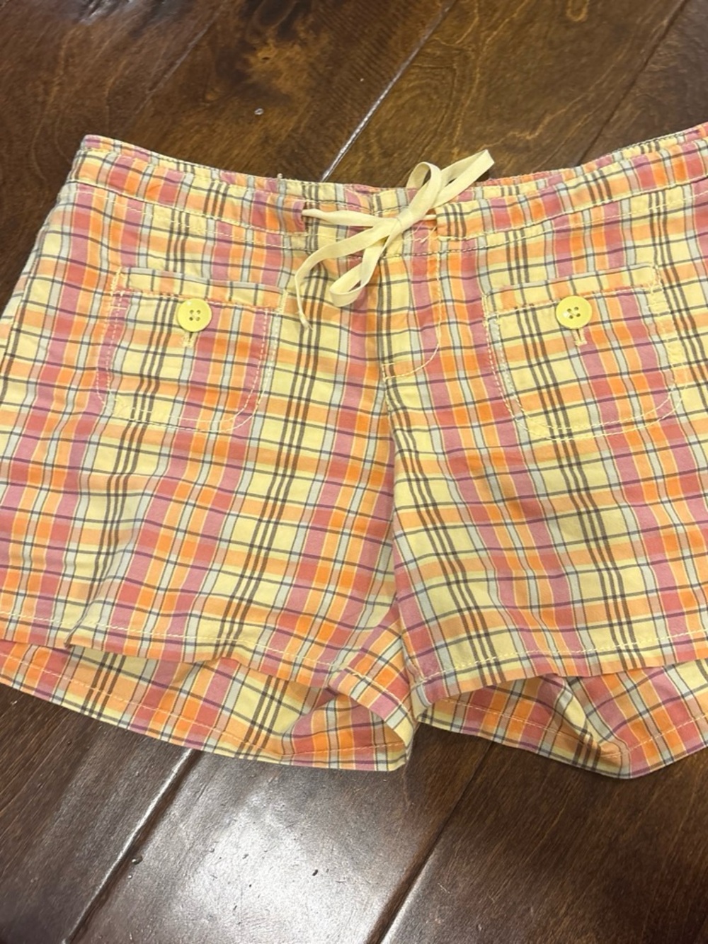 GAP Plaid Drawstring Women’s Shorts - Yellow & Pink